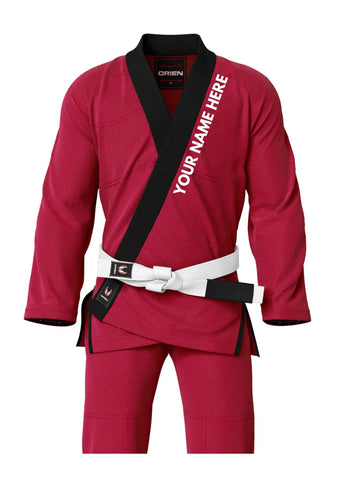 Red bjj gi custom embroidery