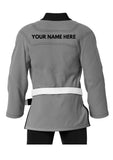 Custom Jiu jitsu Kimono Grey And Black back 