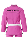 Custom bjj Gi pink back embroidery name 